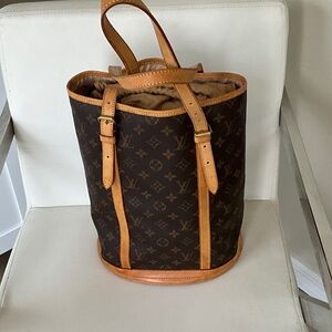 Louis Vuitton Monogram Bucket GM Tote Bag Brown